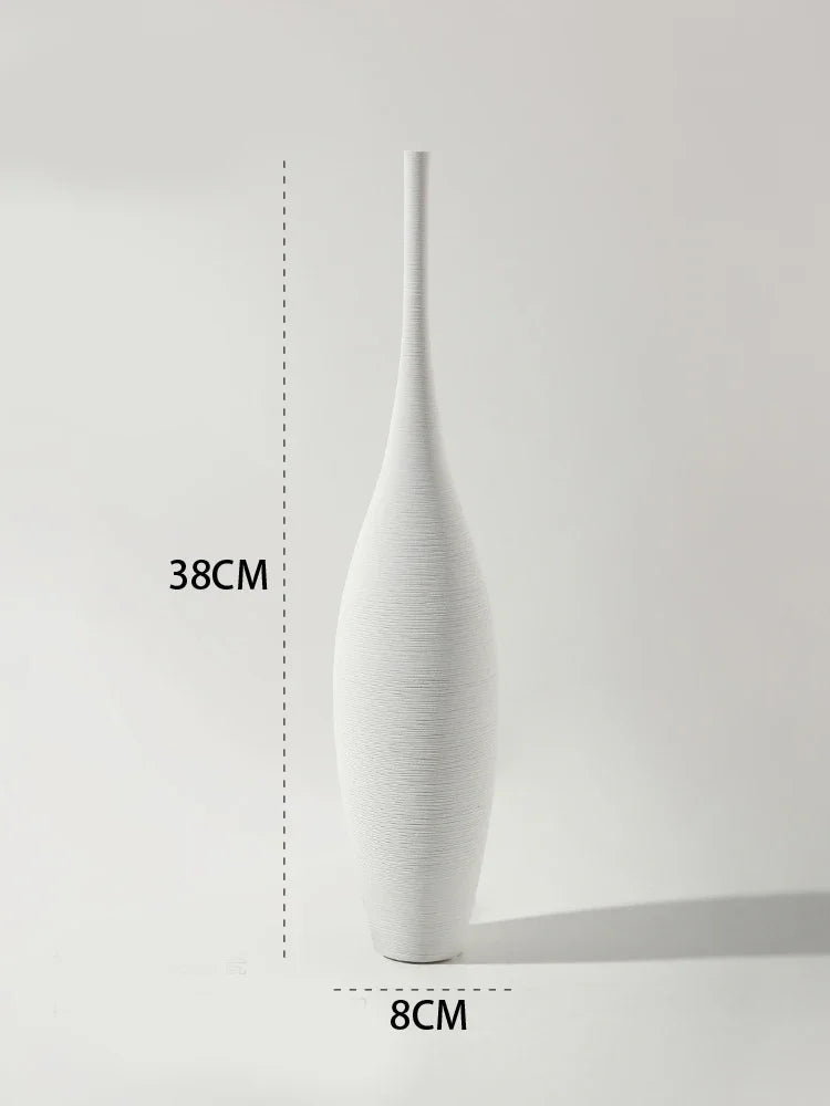 tall white ceramic bottle vase, reference photo