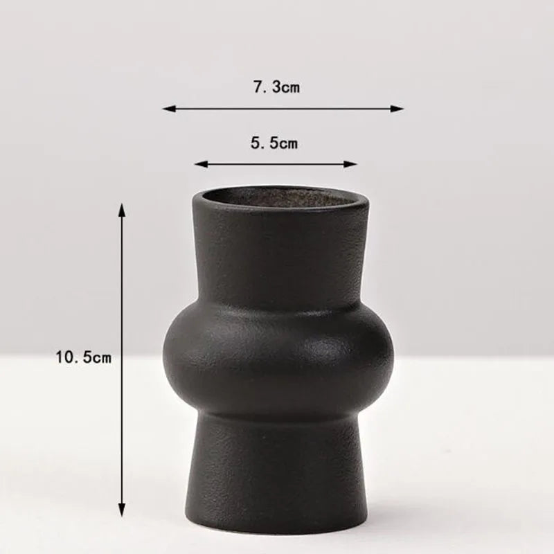 black hourglass ceramic bud vase, reference photo