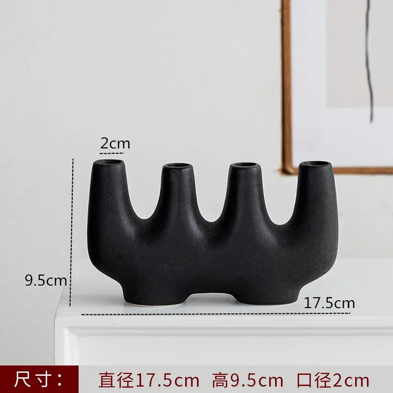 black four stem ceramic vase, reference photo