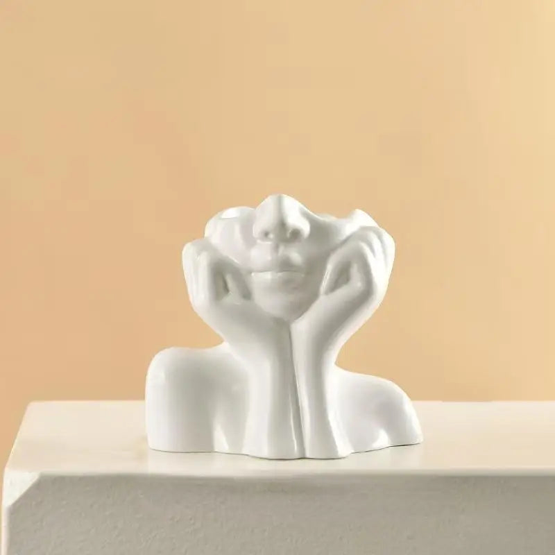 face bust vase, white, reference photo