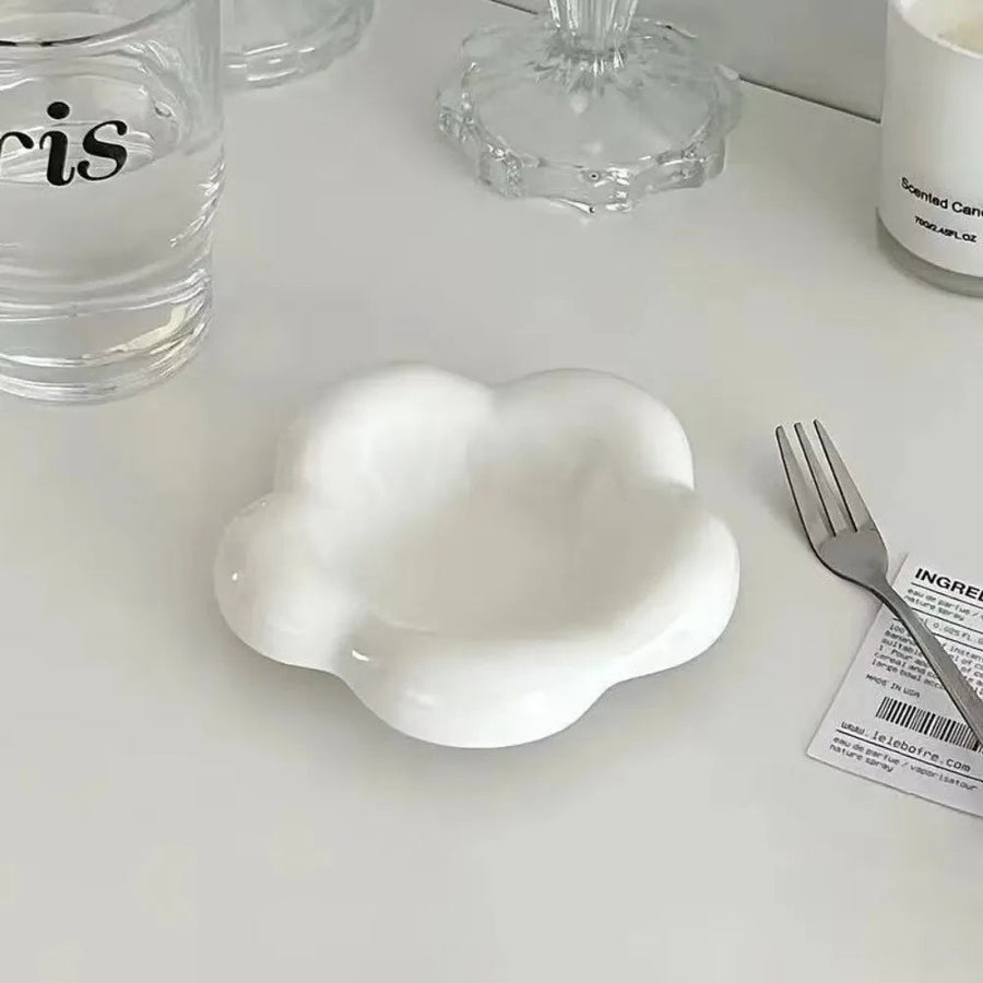 puffy ceramic flower trinket dish, reference photo