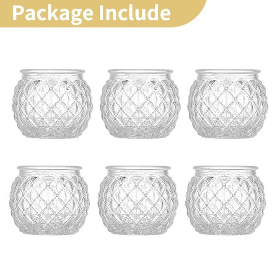 glass quilted votive candle holder, set of 6, clear, reference photo
