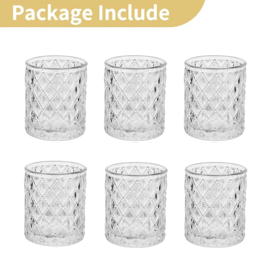 hobnail glass votive candle holder, set of 6, clear, reference photo