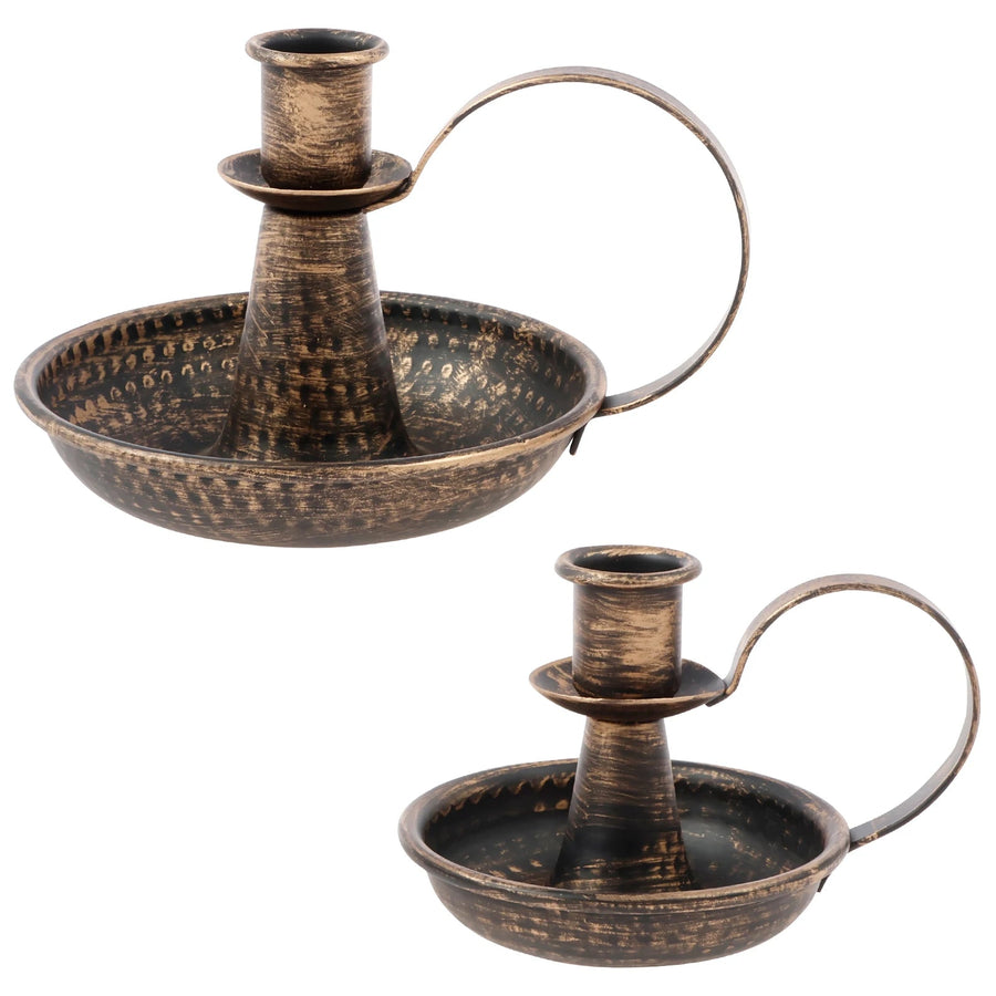 iron chamberstick taper candle holder, set of 2, reference photo