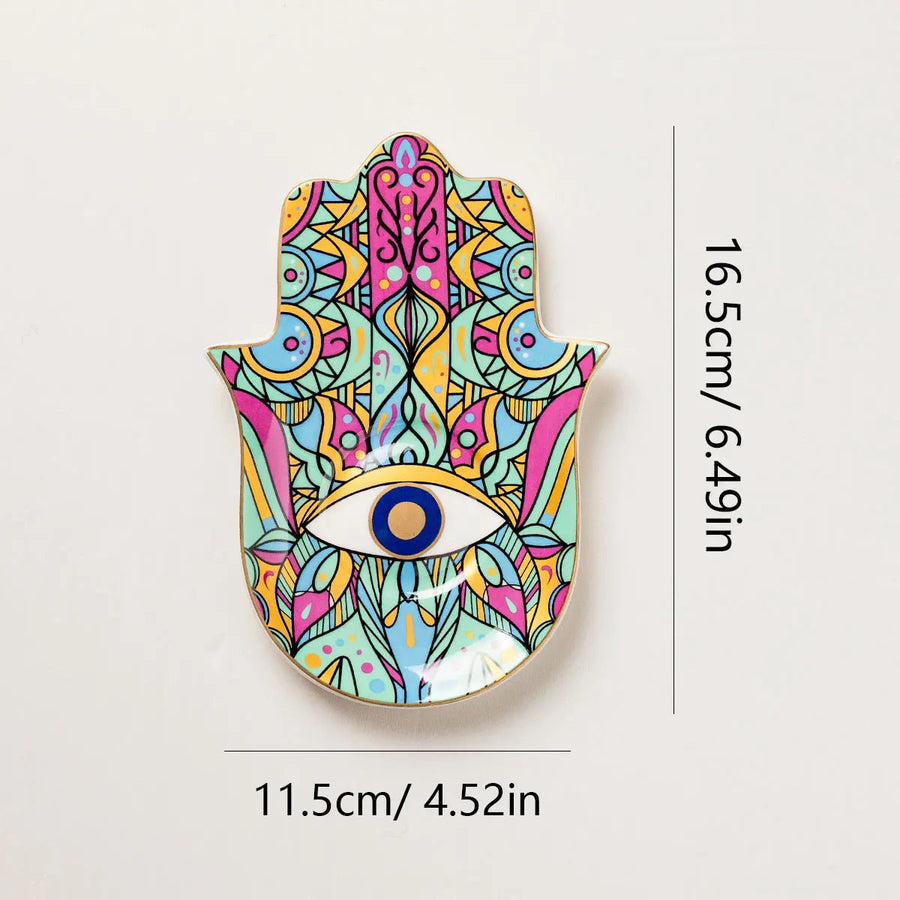 mandala ceramic hamsa trinket dish, reference photo