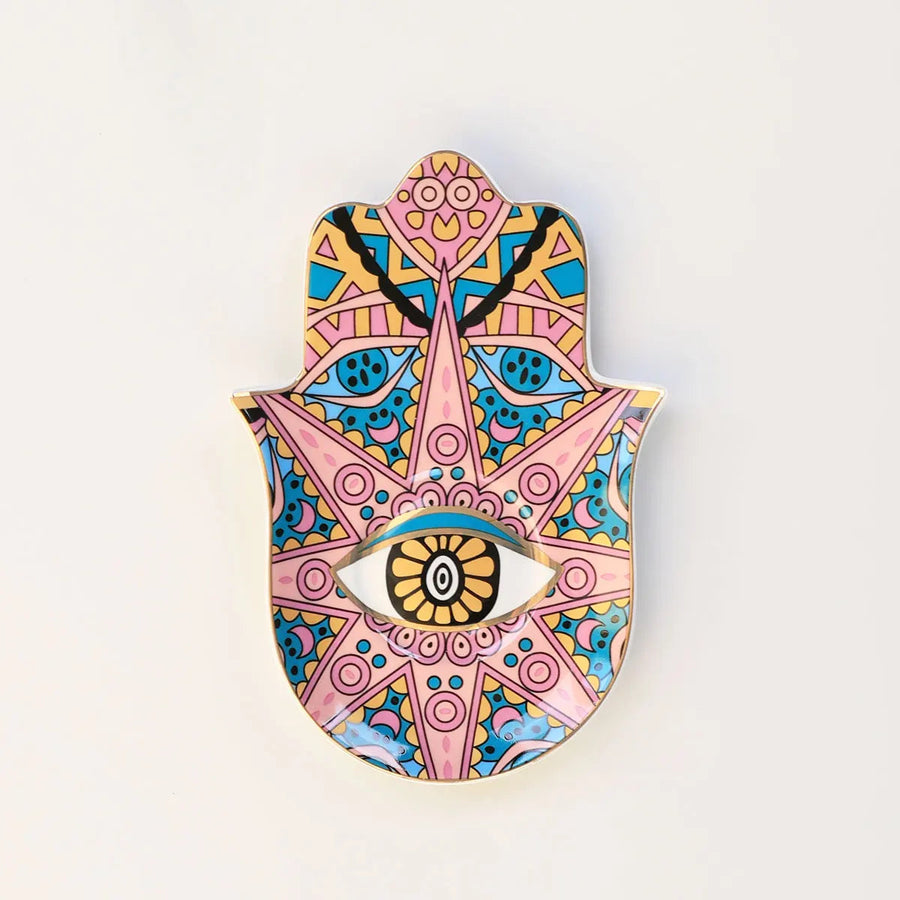 pink star ceramic hamsa trinket dish, reference photo