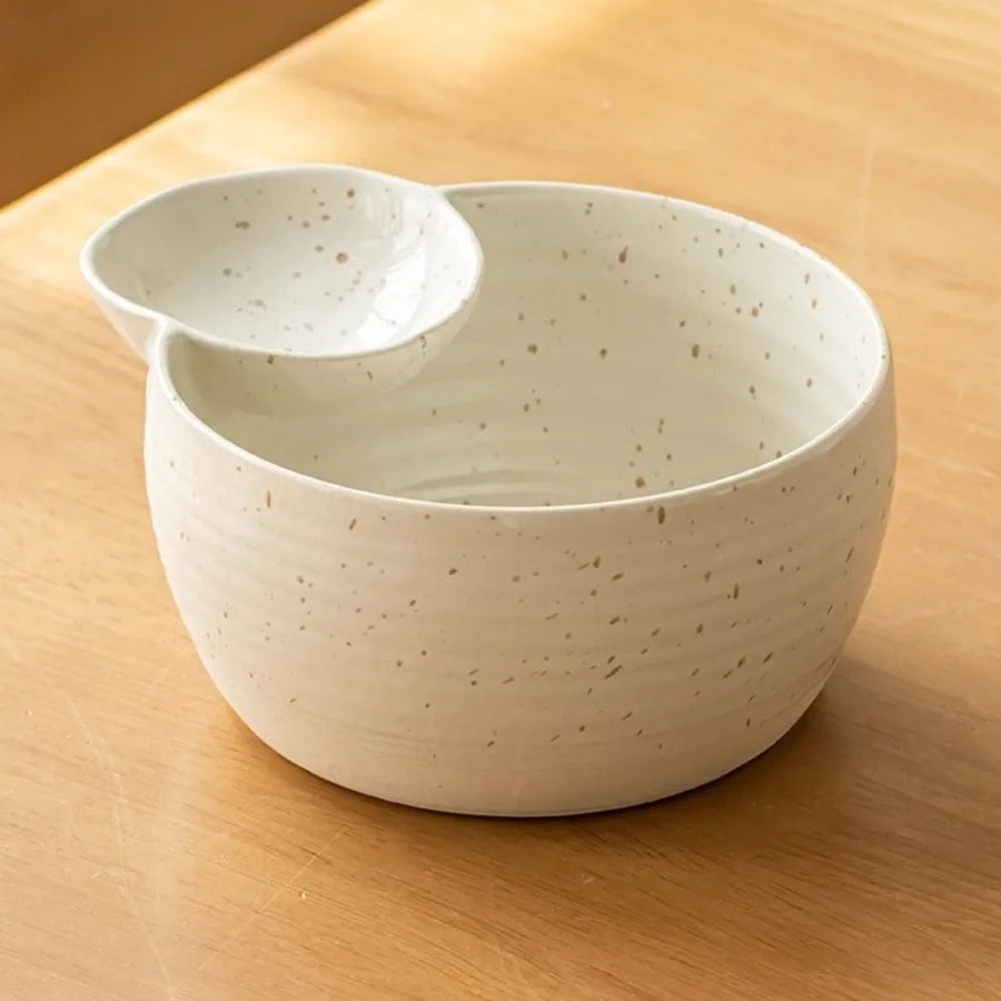 speckled ceramic divided decorative bowl, reference photo