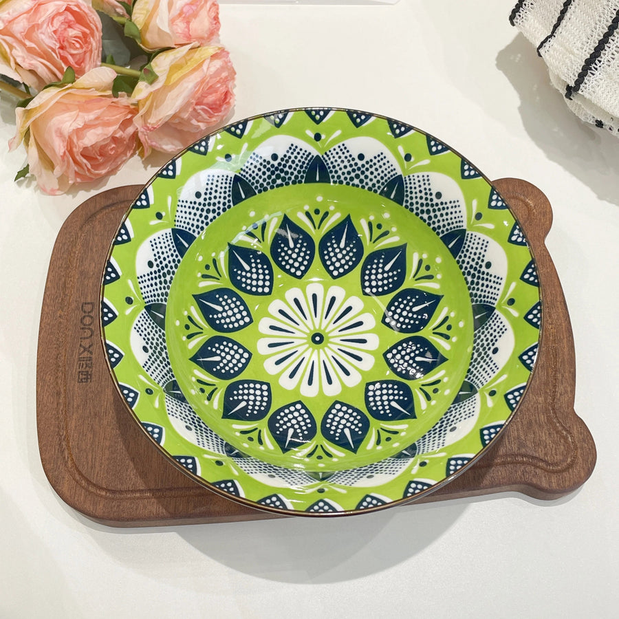 mandala ceramic decorative bowl, green, reference photo