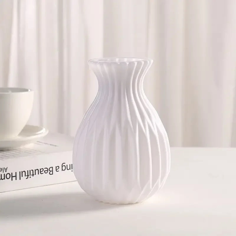 white fluted bulb plastic vase, reference photo