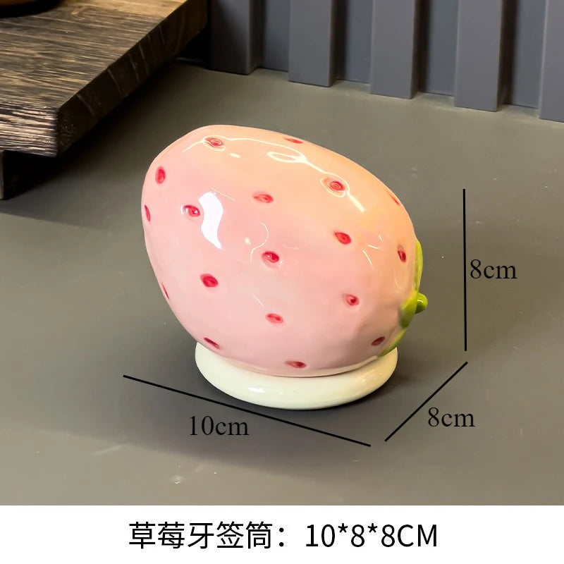 strawberry ceramic lidded trinket jar, reference photo