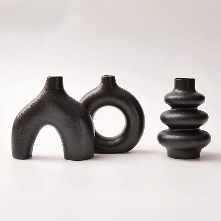 black arch ceramic vase, set of 3, reference photo