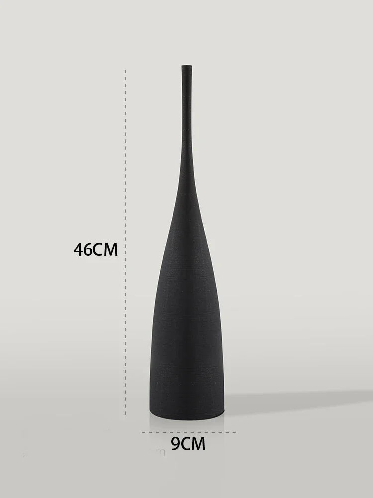 tall black ceramic bottle vase, reference photo