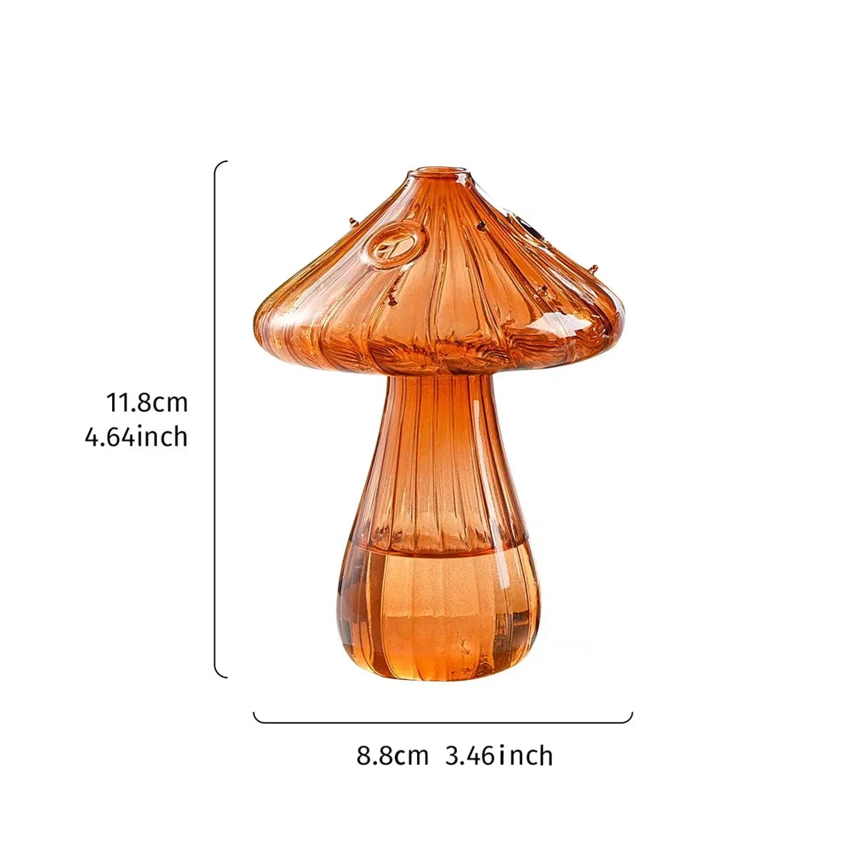glass mushroom bud vase, amber, reference photo