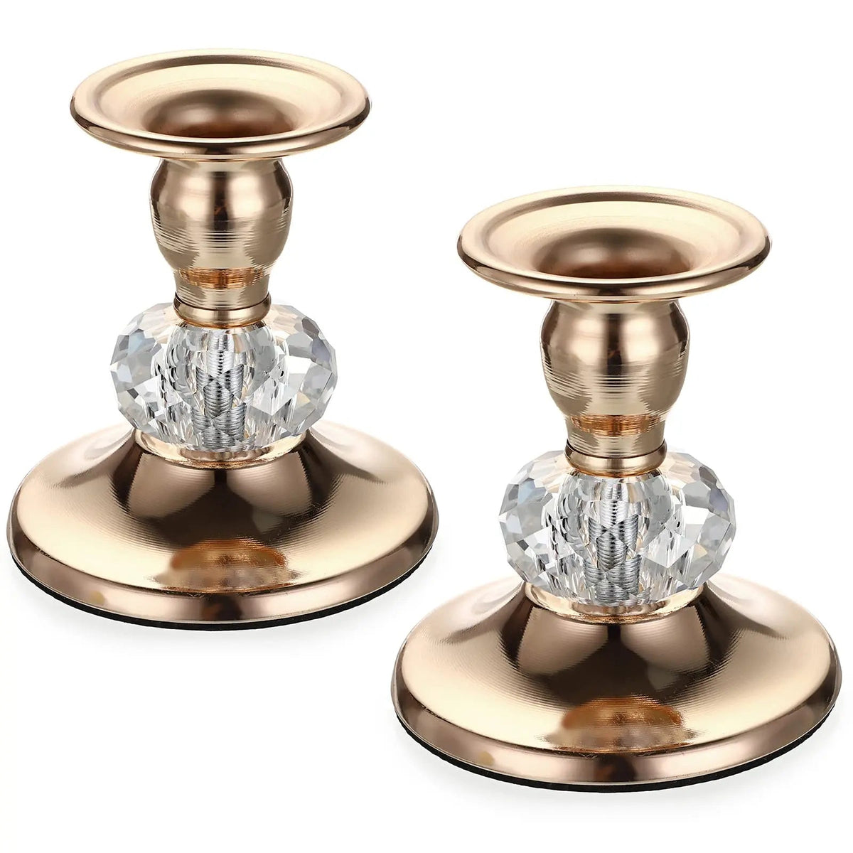 metal crystal taper candle holder, set of 2, gold, reference photo