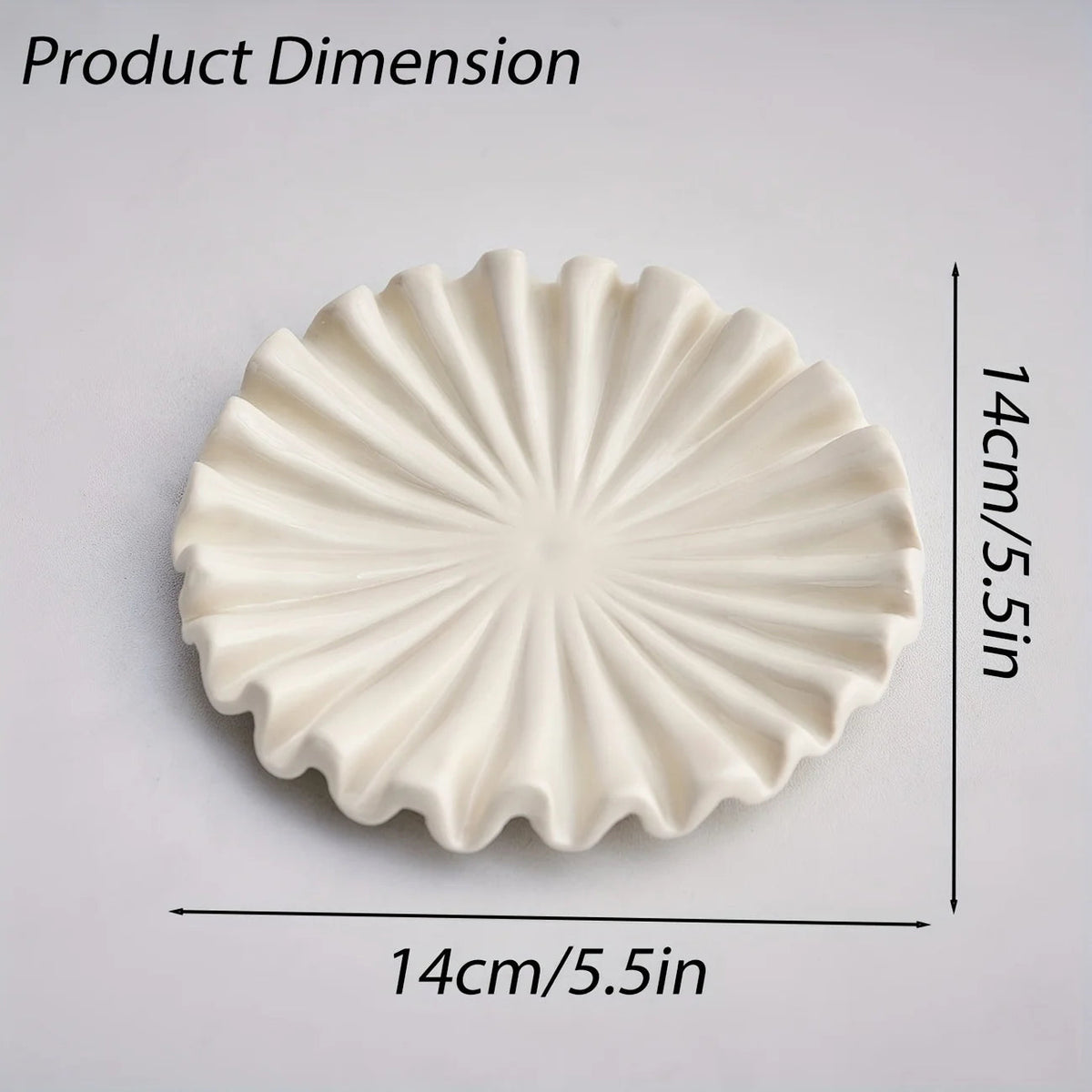 ceramic ruffle trinket tray, white, reference photo