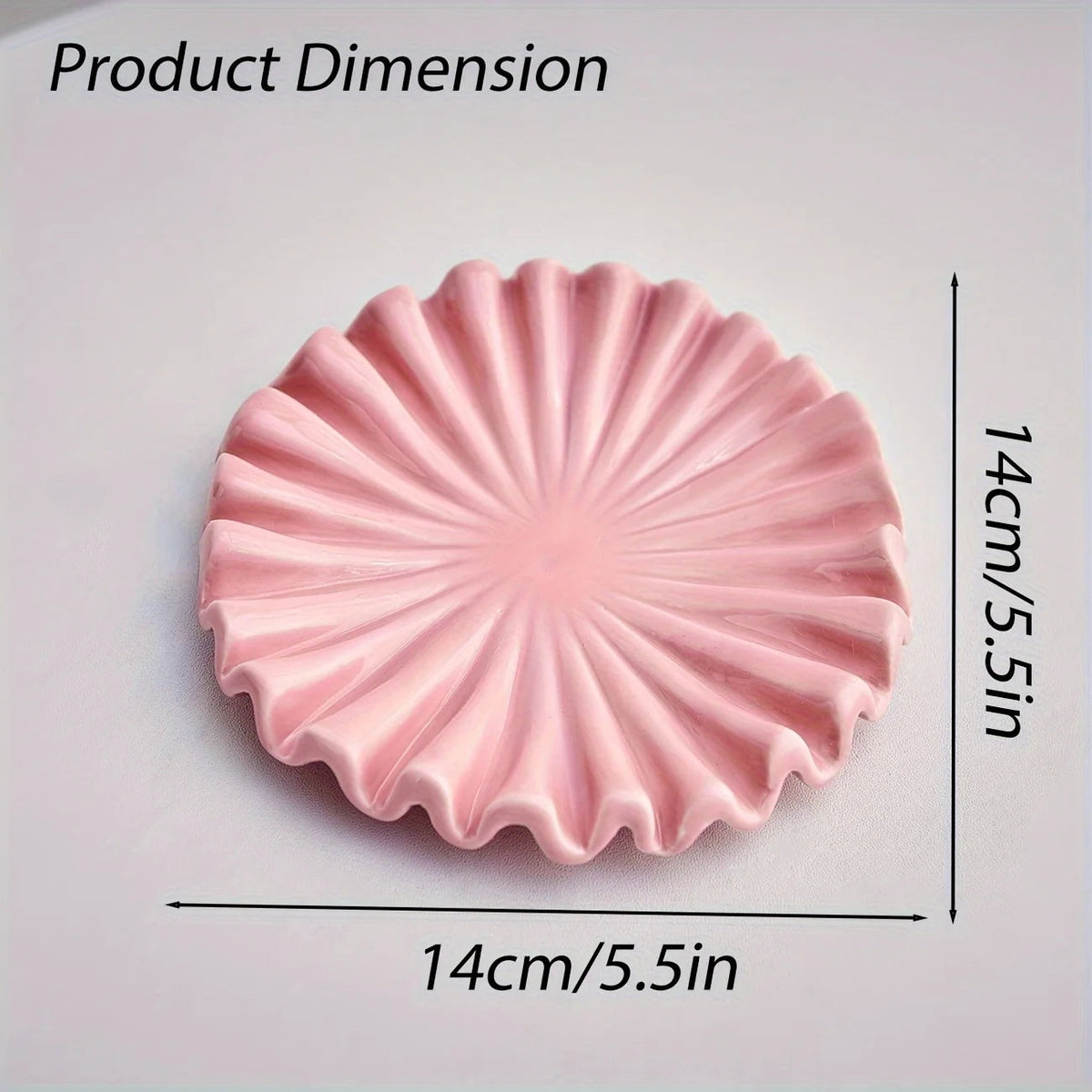 ceramic ruffle trinket tray, pink, reference photo