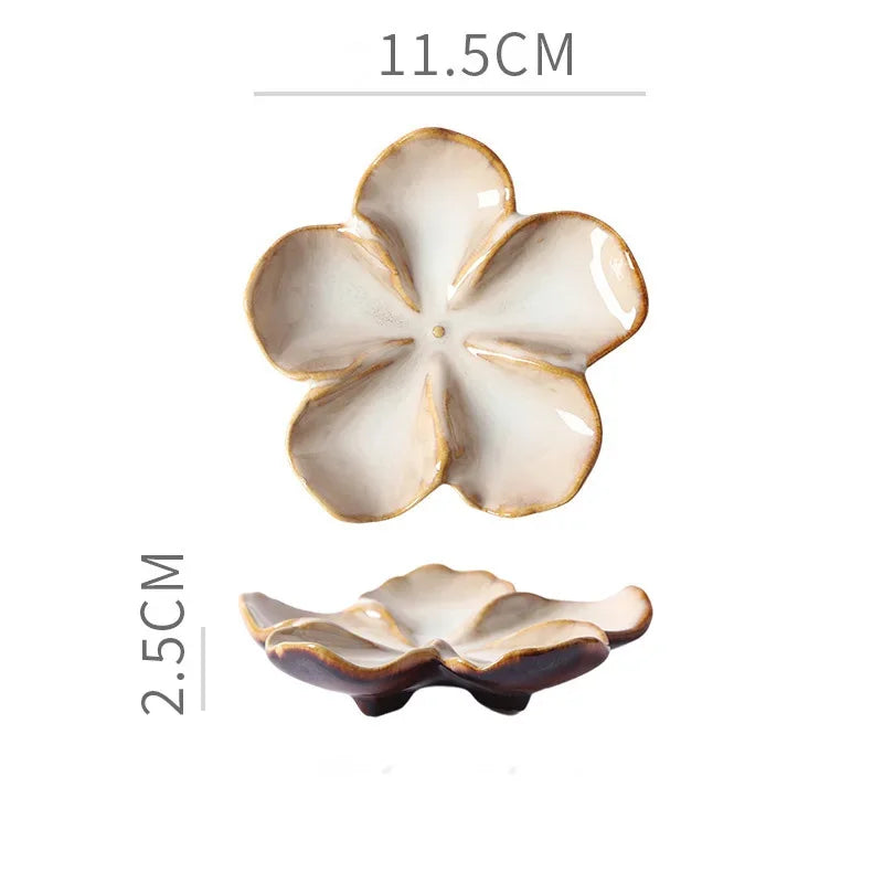 glazed ceramic blossom trinket dish, cream, reference photo