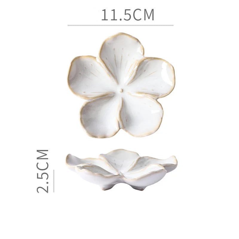 glazed ceramic blossom trinket dish, white, reference photo