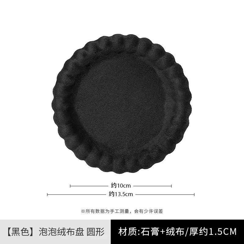 velvet round trinket tray, black, reference photo