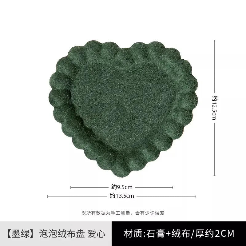 velvet heart trinket tray, forest green, reference photo