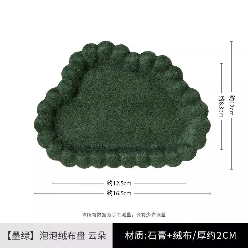 velvet cloud trinket tray, forest green, reference photo