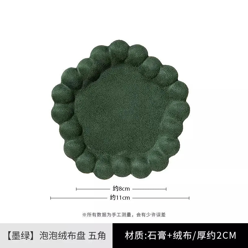 velvet pentagon trinket tray, forest green, reference photo