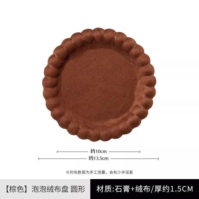 velvet round trinket tray, brown, reference photo