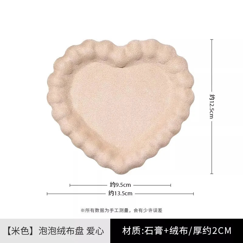 velvet heart trinket tray, beige, reference photo