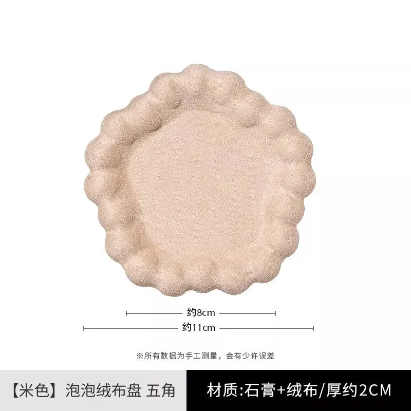 velvet pentagon trinket tray, beige, reference photo