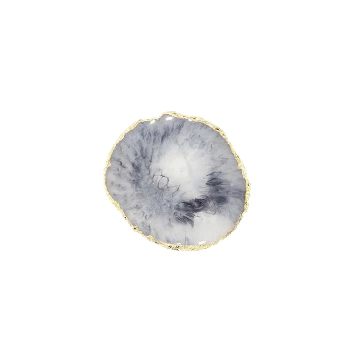 resin gold rim agate trinket tray, gray, reference photo
