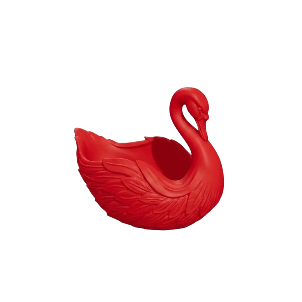 swan trinket dish, red, reference photo