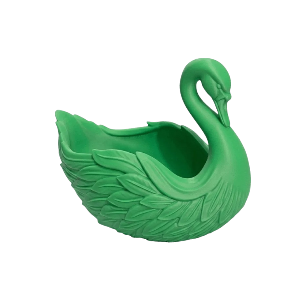 swan trinket dish, green, reference photo