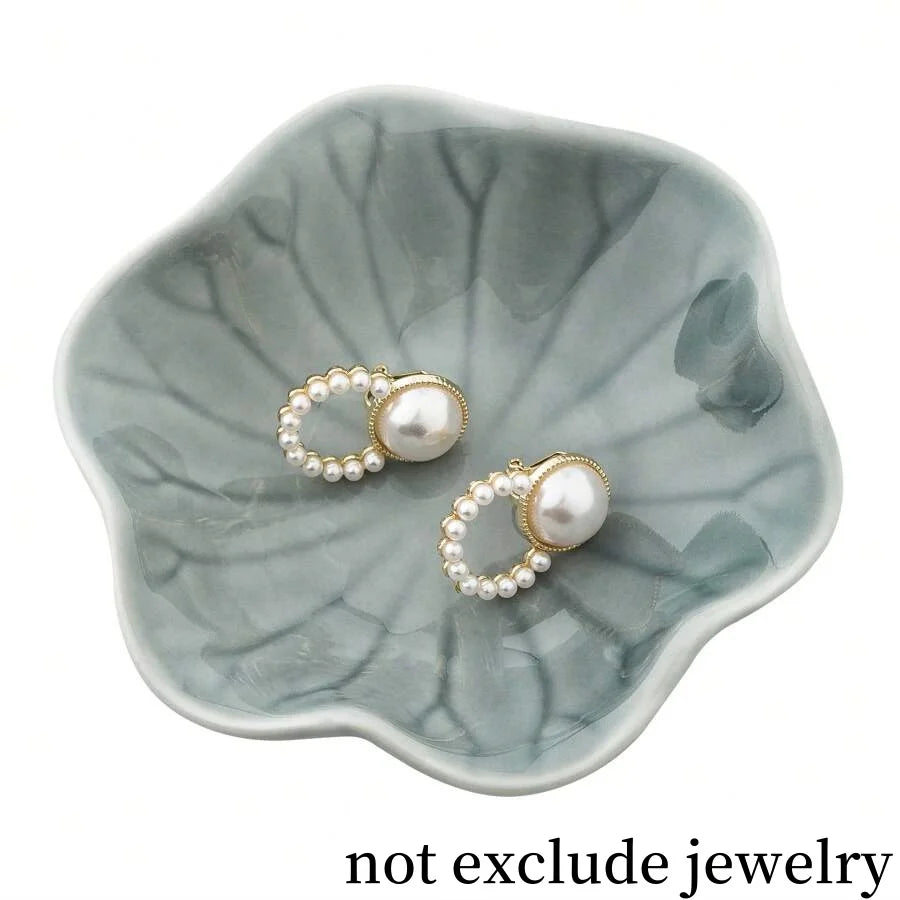 ceramic lotus leaf trinket dish, gray, reference photo