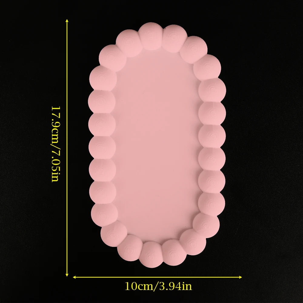 beaded oval trinket tray, pink, reference photo