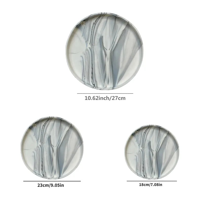 silicone round vanity trinket tray, white marble / small, reference photo
