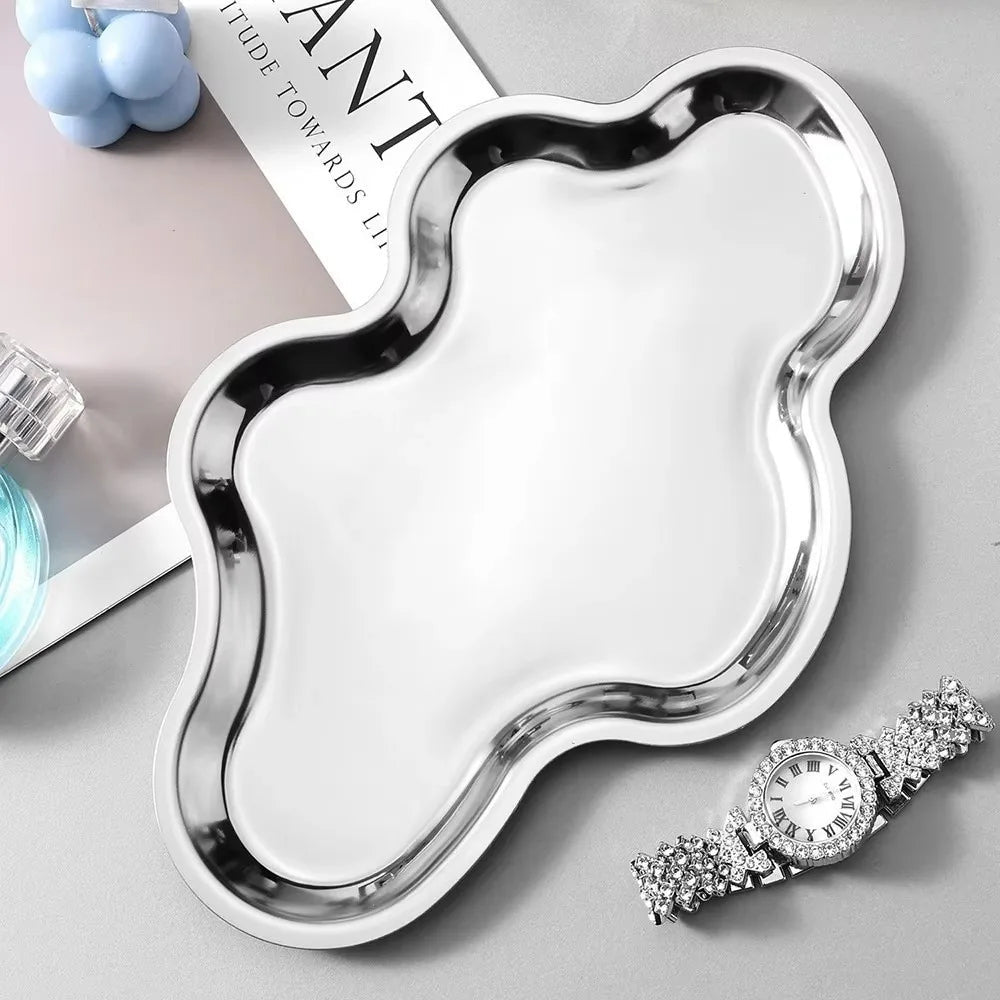 stainless steel cloud catchall tray, silver, reference photo