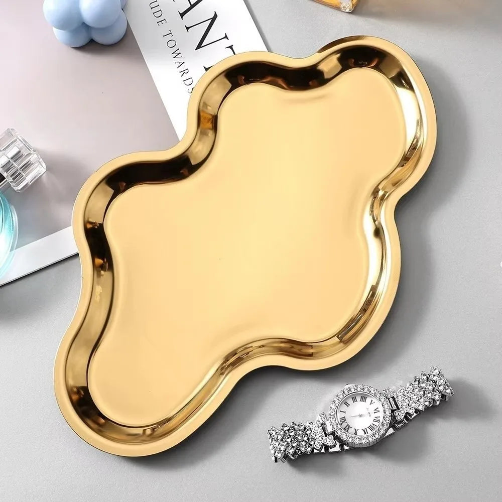 stainless steel cloud catchall tray, gold, reference photo