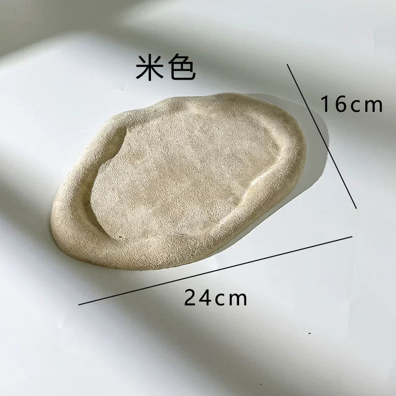 organic oval trinket tray, beige, reference photo
