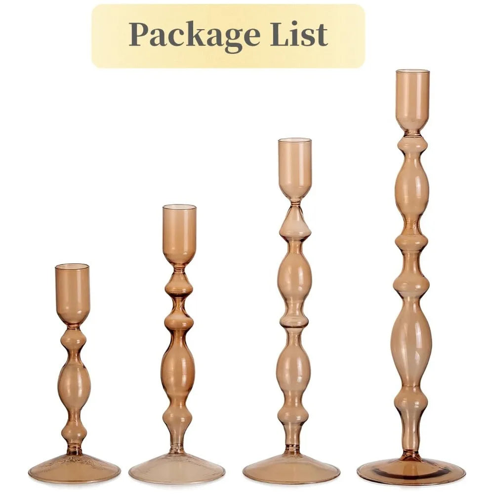 glass wavy taper candle holder, set of 3, brown, reference photo