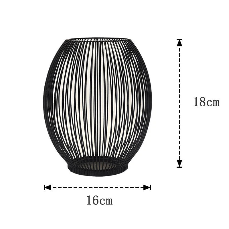 black iron wire lantern candle holder, large, reference photo