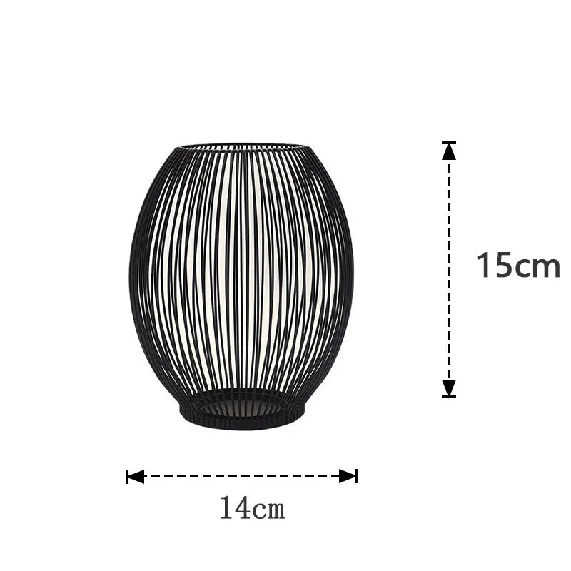 black iron wire lantern candle holder, small, reference photo