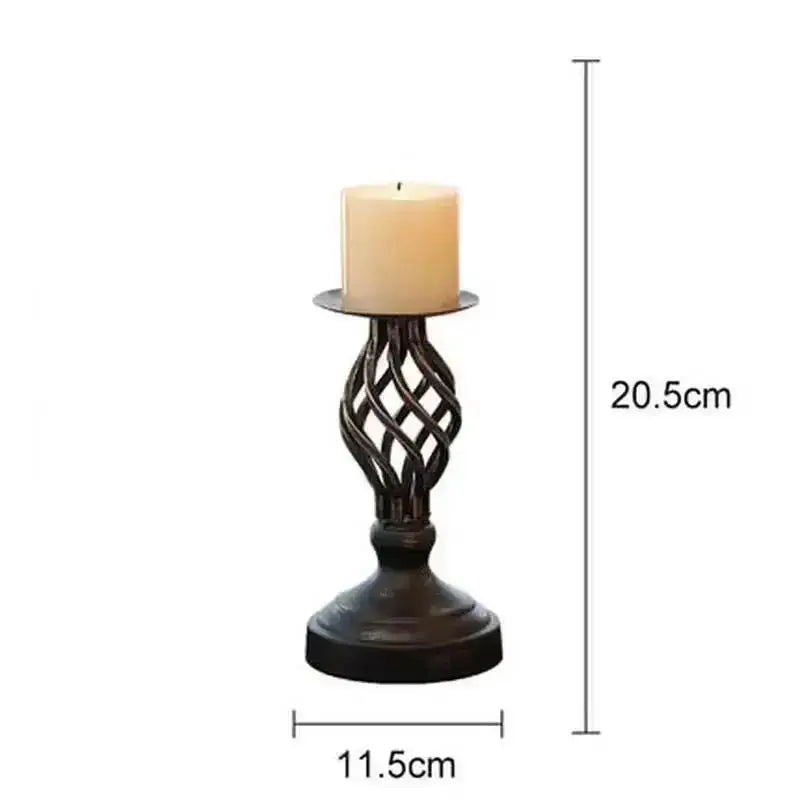 twisted metal pillar candle holder, small, reference photo