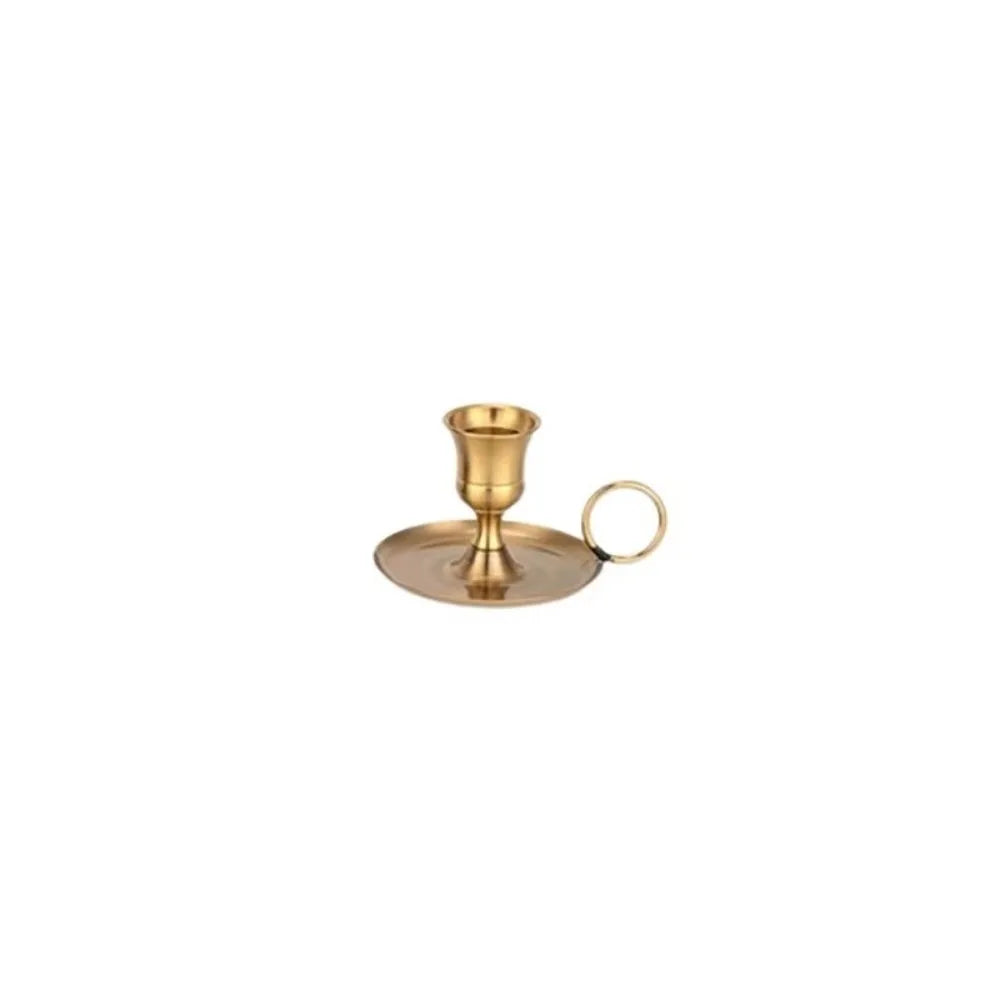 mini metal chamberstick candle holder, bronze, reference photo