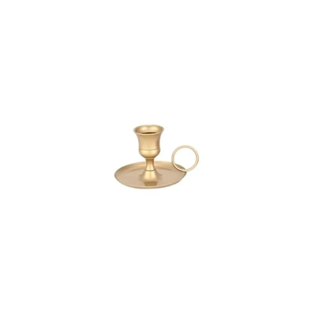 mini metal chamberstick candle holder, gold, reference photo