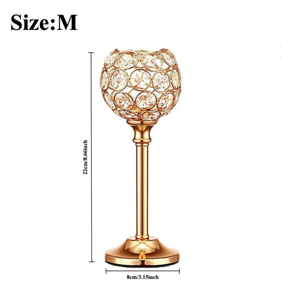 crystal globe tea light holder, gold / medium, reference photo