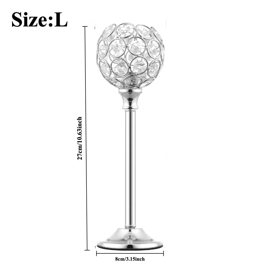 crystal globe tea light holder, silver / large, reference photo