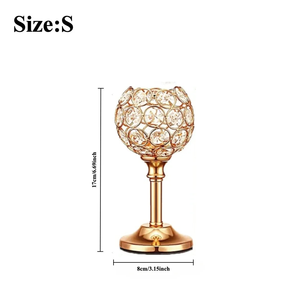crystal globe tea light holder, gold / small, reference photo
