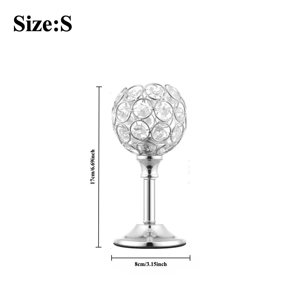crystal globe tea light holder, silver / small, reference photo