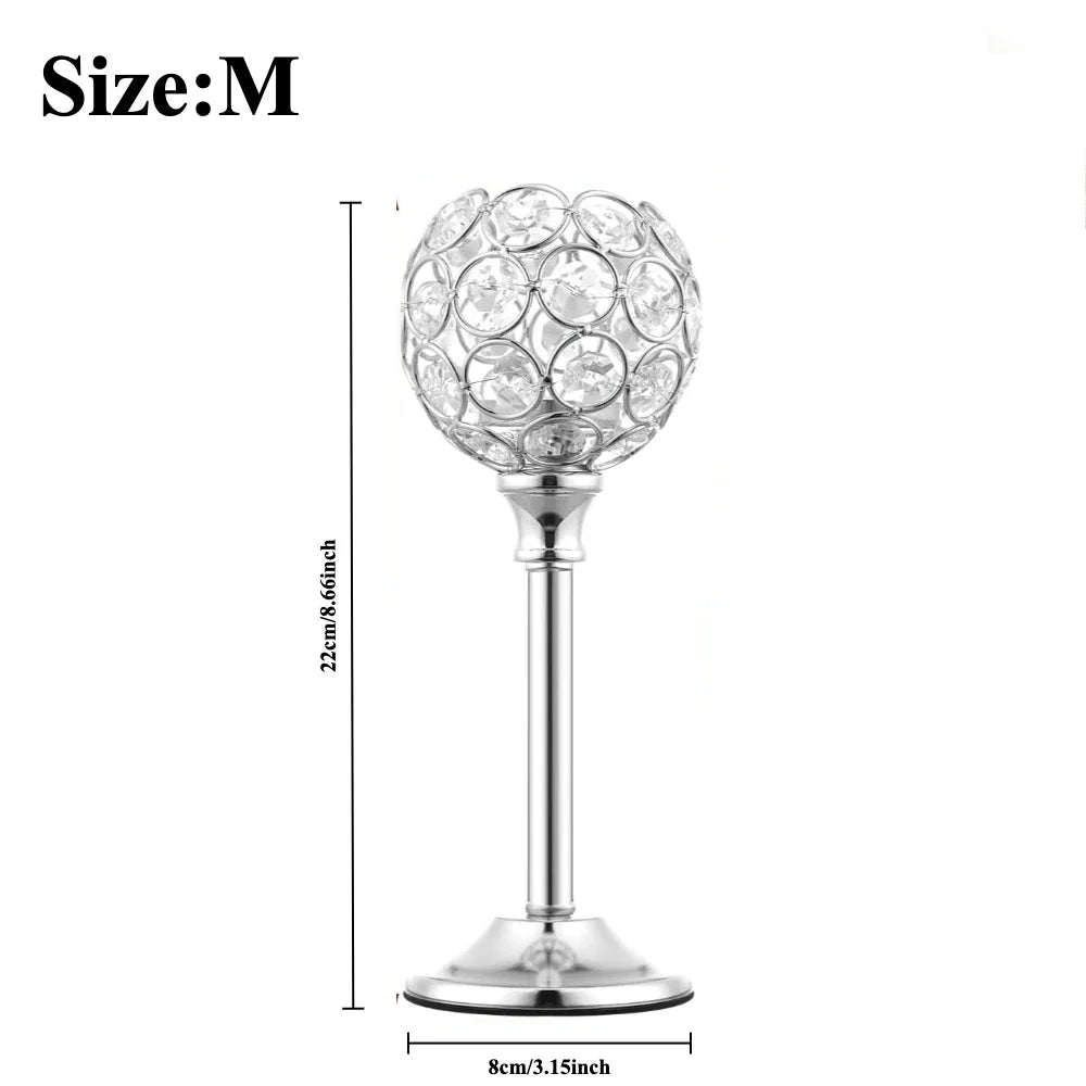 crystal globe tea light holder, silver / medium, reference photo