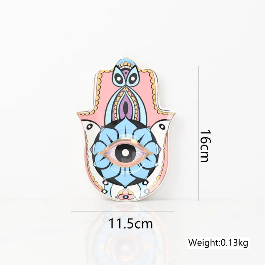 pink lotus ceramic hamsa trinket dish, reference photo